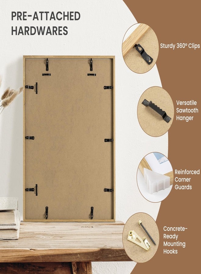 دريملاند إطار صور دريم لاند مقاس 18×24 بوصة مع حافة داخلية لمقاس 16×20 بوصة، مصنوع من خشب البلوط الطبيعي الأمريكي مع زجاج مقوى حقيقي، إطار خشبي مقاس 18×24 بوصة لعرض مطبوعات فنية أو ديكور منزلي - Image 4